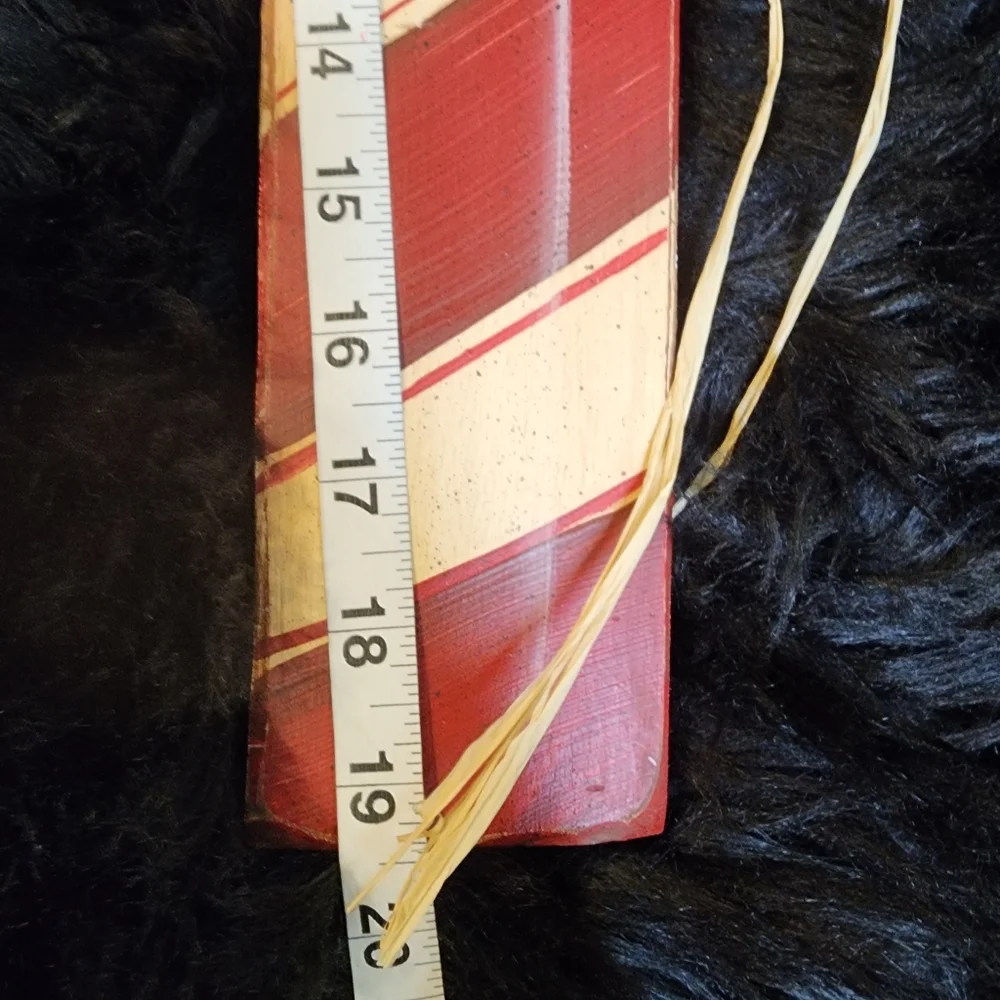 Vintage Rustic Wooden Candy Cane and Holly Door Hanger